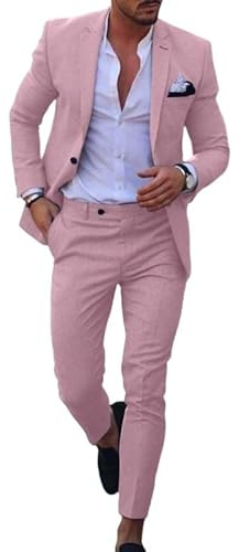 Costume Homme 2 pièces, Costume Homme en Lin 2 pièces, adapté pour Mariage, fête d'affaires, Veste de Costume élégante et Confortable et Pantalon