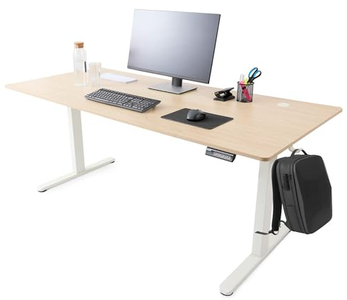 AREBOS Bureau Électrique Réglable 180 x 80 cm | Hauteur 72-118 cm | Fonction Mémoire | Bureau Assis-Debout Ergonomique | Table Informatique pour Télétravail & Maison | Beige