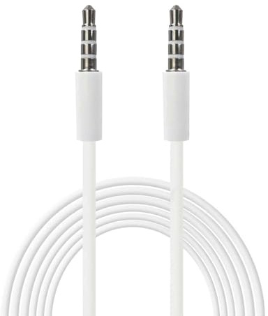 OcioDual Cable Jack 3.5 Macho Macho, audio Jack 3.5 mm, Altavoces, Alargador Jack 3.5, 1M Aux Estéreo para Auriculares, Coche, PC, Móviles, MP3, Amplificadores, Blanco