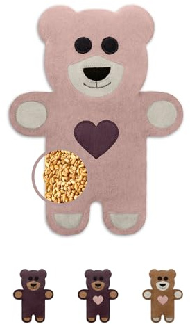 LESCHI Bolsa Semillas Microondas de 100% Algodón y Trigo Orgánicos, Saco de Semillas con Funda Lavable, Saco Térmico de Semillas para Dolores Menstruales, Cólicos y Dolor Abdominal, Oso Teddy rosa