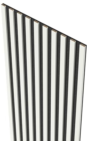 MEBANO. Akustiska Paneler på Filt 240 x 53 cm (2 stycken 240 cm x 26,5 cm) Ljuddämpande Akustiska Färg Vit Semimatt MDF-Väggpaneler Lamellbeklädnad Borrfri Montering Ljudisolerande