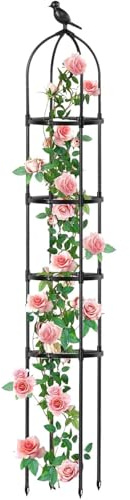 Traliccio per piante in vaso, supporto regolabile in metallo da 175,3 cm, traliccio rialzato per aiuole da giardino rialzate, per fiori, frutta, rose, interni, patio, aiuola rialzata, parete verticale