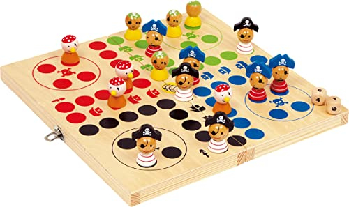 Small Foot Ludo Isla Pirata de Madera Natural FSC® 100% certificada, tableros de Juego Plegables de Diferentes tamaños.