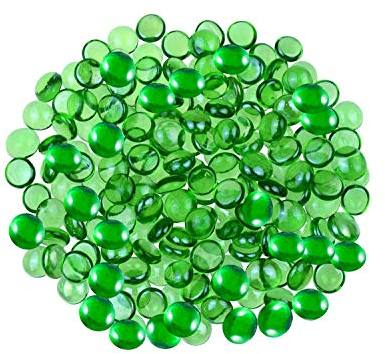 ARSUK Green Glass Pebbles 80pcs, 455g Decorative Stones 17-20mm for Vases, Aquariums, Gardens, Crafts, Home Décor – Sage & Dark Green Glass Pebbles for DIY Projects & Displays