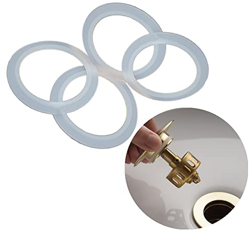 WUTUDMAI 4 Pcs O-Rings Bath Plug Seal Ring Sealing Gaskets Clear Rubber Pop Up Basin Waste Seal for Push-Type Pop Up Sink Drain Plug Metal Basin Plugs (34/43mm)