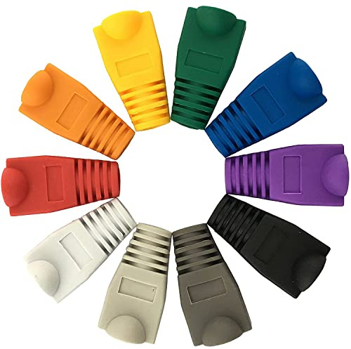 Greluma 120 Stk. RJ45 CAT5E CAT6 Ethernet Netzwerkkabel Zugentlastung Stiefel Kabelstecker Stecker Abdeckung - Gemischte Farbe