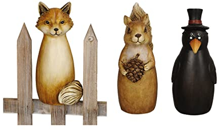 NETPROSHOP Zaunhocker Rabe Eichhörnchen Fuchs Zaunfigur H: 20 cm Polyresin, Auswahl:Fuchs