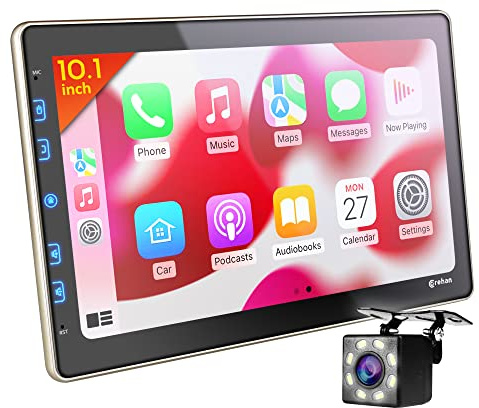Double Din Car Stereo - 10 inch Touchscreen Car Radio Bluetooth Multimedia Player with Backup Camera Compatible with Carplay, Android Auto, Mirror Link