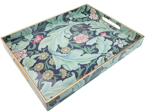 Spsyrine Serving Tray with Handles, Plastic Decorative Tray for Coffee Table, Living Room, Home Decor, Leicester