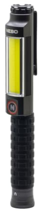 NEBO Big Larry Pro Plus - 600 Lumen Torch with COB Work Light - Pocket Clip Magnetic Base for Hands-Free Lighting - Portable COB LED Dimmable Flashlight - Hazard Light-Red, Stealth