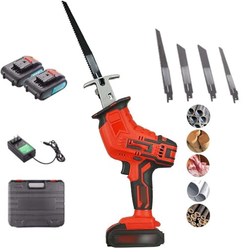 ZJTBDATG Machine Scie Sabre sans Fil de Boucherie électrique Scies Alternatives électriques Scie à os de Boucher Portative avec Lames de Scie pour Couper la Viande Métal Bois,B,2Battery