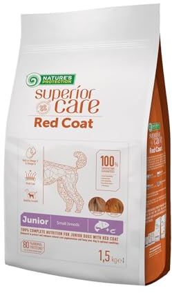 Nature's Protection Superior Care Crocchette Cani ad Alto Contenuto Proteico - Cibo per Cani Junior dal Pelo Fulvo - Ipoallergenico, con Salmone e Omega 3 e 6 - Taglie Piccole (1,5 kg)