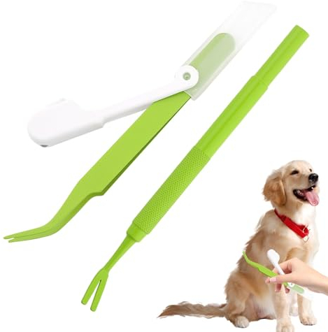 Estrattore di zecche per gatti, strumento per rimuovere le zecche del cane | 2 pinzette in acciaio inox per rimuovere le zecche | Con pinzette leggere per rimuovere le zecche, set di rimozione delle