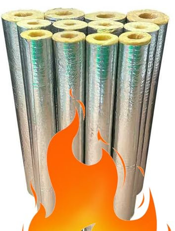 LRHELPBNR Tubo Isolante Antigelo per Esterni, Isolamento Canne Fumarie Tubi per Stufa E Condotti di Aerazione, Coppelle in Lana di Roccia con Alluminio, per Esterni, Isolante(L 1M-273MM/10.7IN-50MM)