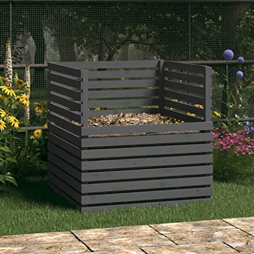 Vetnasa Compostador de Madera Maciza de Pino Gris 100x100x102 cm Casa y jardín, Jardín, Jardinería, Compostaje, Compostadores Gris 24,73 KG