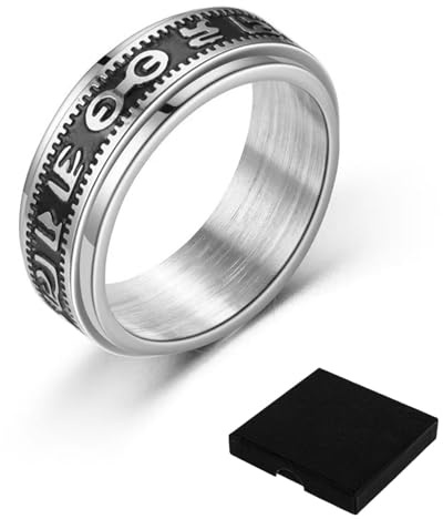 MYGLOAR Anillo giratorio de acero inoxidable, adecuado para spinners de mujer y hombres, anillo negro de compromiso de boda, adecuado para el uso diario