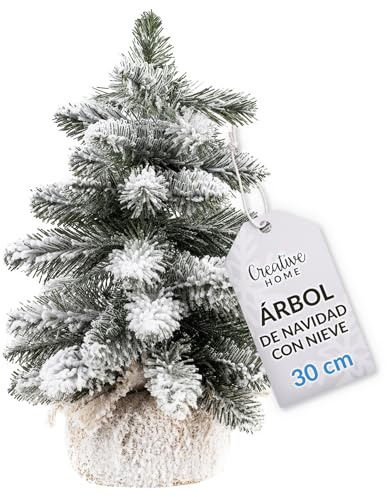 Creative Home Albero di Natale Artificiale Innevato con Effetto Neve | 30cm | Cono Piccolo Albero di Natale Salvaspazio | Alberi di Natale Piccoli per Tavolo, Ufficio | Regalo di Decorazione Fai-da-Te