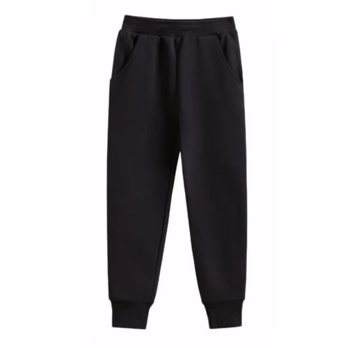 Yufennie Boys Girls Joggers Elasticated Waist Unisex Kids Tracksuit Bottoms School Jog Pants for PE Lessons, Sports & Active Play 4-5 Year Black