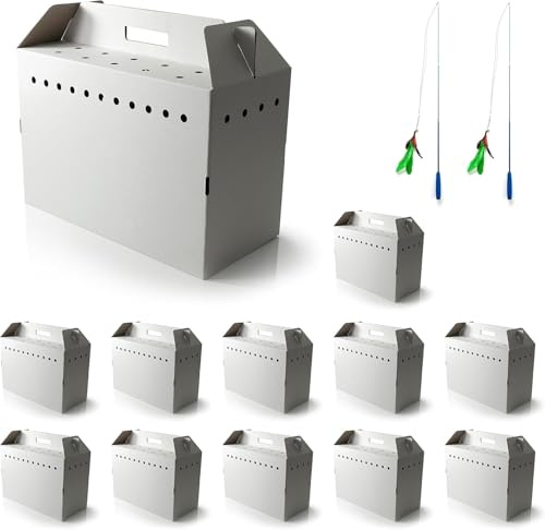 IRSTBL – Cardboard Pet Carrier 12 Pack – Disposable Transport Boxes with Ventilation, Flat-Pack Design for Cats, Rabbits & Small Animals