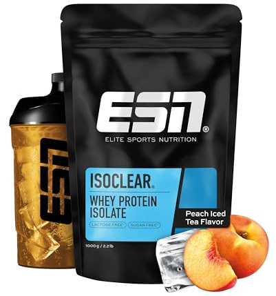 ESN ISOCLEAR Whey Isolate Protein Pulver, 1000g, Peach Iced Tea, Proteinlimo mit fruchtig leckerem Geschmack, clear Whey - made in Germany