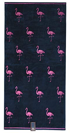 Jilda-tex strandhandduk 90 x 180 cm badhandduk strandlakan handduk 100 % bomull velour frotté lättskött (flamingos helover)
