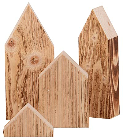 UNUS Nature by Kolibri Deko Häuser Aufsteller aus Holz im 3er Set