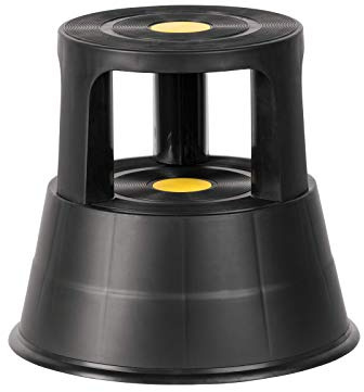 The Workplace Depot Kick Step Stool – Lightweight 2.05kg with 370mm Platform Height, Slip Resistant Rubber Treads, Spring Loaded Castors – Strong 150kg Capacity Step for Retail, Library and Office Use
