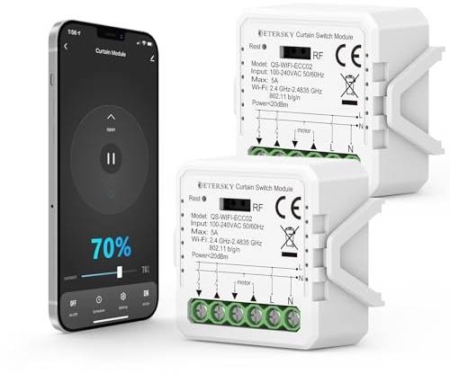 Smart Rolladen Modul mit Prozentfunktion, Etersky Schaltaktor Rolladensteuerung, Wlan Rolladen Schalter, Sprachsteuerung via Alexa, Google,Siri