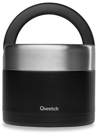 QWETCH - Contenitore Termico per Alimenti Caldi con Maniglia (Nero, 850 ml)