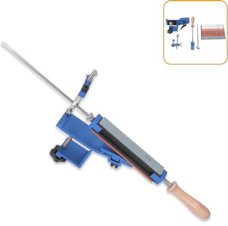 Gugxiom Affilacoltelli Ad Angolo Fisso Professionale, Kit di Affilatura a Clip Rapida con Rotazione Orizzontale a 360° con 6 Pietre per AffilareKit di Affilatura per Coltelli Ad