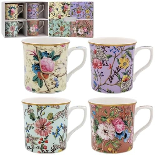 Mindre & Pavey William Kilburn muggar set med 4 | keramiska kaffemuggar set för hem eller arbete | Premium design muggar set för alla tillfällen | härliga muggar för te, kaffe och varma drycker -