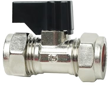 Plumb Bliss 15mm Isolation Valve with Black Lever Handle
