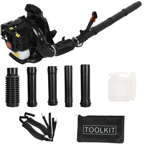funrautz Souffleur de feuilles de sac à dos à essence 52 CC sans fil avec moteur à 2 temps refroidi par air et anti-vibrations, souffleuse à neige puissante pour souffler la poussière des feuilles