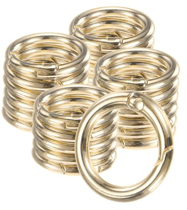 M METERXITY 24-Pack Anelli A Molla In Metallo 5/8 Portachiavi In Lega Di Zinco [Placcatura Oro]