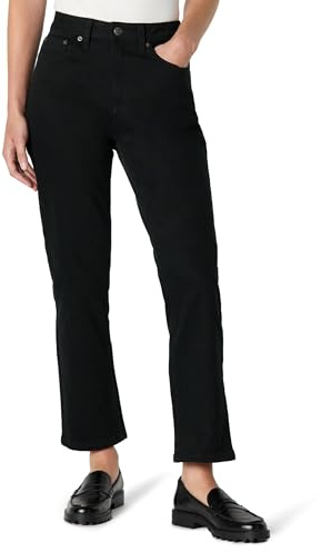 Amazon Essentials Women's High-Rise Straight Leg Jeans, Black, 14