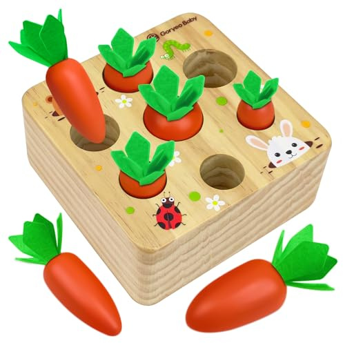 Juguete Montessori para 2-3 años, juego de clasificación, rompecabezas de madera, promueve la motricidad fina, cosecha de zanahorias durante 12 meses