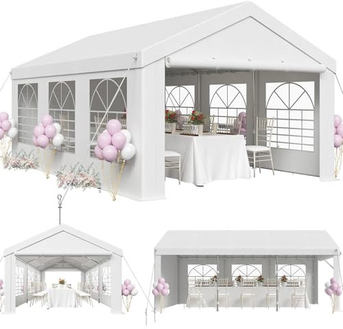 JUMMICO Tente de réception 4x6 m, Tonnelle de Jardin Exterieur, Barnum Bâche PE 450 N Imperméable, Tonnelle Jardin pour Mariages Fêtes Rassemblements Carport Abri Voiture en Acier Galvanisé