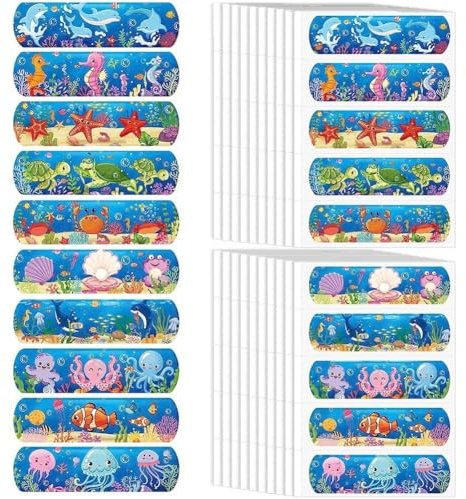 Muteitt 50 Pezzi di Cerotti a Forma di Cartone Animato per Bambini, Adesivi Flessibili, Colorati, Impermeabili, Nastro di Riparazione, Adesivi per Nocche, Protezione per Tagli, Graffi