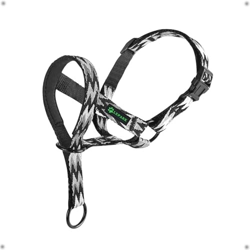 Collar Antitirones para Adiestramiento Canino, Collar de Cabeza con Diseño de Letras, Ajustable y Ligero, Ideal para Perros Pequeños, Medianos y Grandes, Previene el Tirón(M, Westilo Negro)