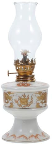 ROMISBABA Lampada a cherosene antica in ceramica retrò lampada a olio per la casa e la decorazione esterna, illuminazione di emergenza stabile, uso versatile per campeggio e celebrazioni, lampada a