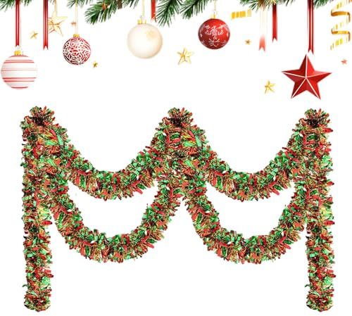 Lametta Garland-2 m di Lunghezza, Accessorio Decorativo per Feste | per Natale, Compleanni, Halloween, Ringraziamento, Pasqua, Come Accessorio Fotografico, per Eventi e celebrazioni all'i
