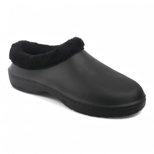 CHILLIFE Zoccoli sanitari invernali con fodera, scarpe da lavoro da uomo, calde e leggere, realizzate in Portogallo, Nero , 42 EU