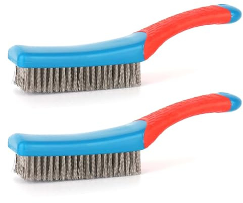 2Pcs Ensemble de Brosses Métalliques en acier Inoxydable, Métal Renforcé très Résistant pour le Nettoyage des Surfaces Métalliques, Cuisine, Barbecue et Elimination de la rouille Industrielle