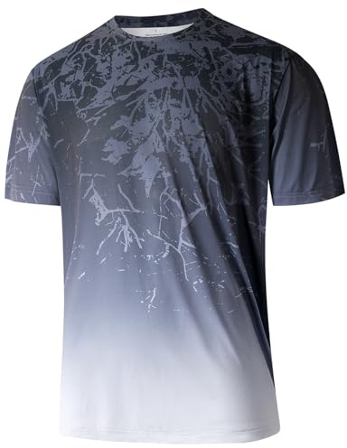 iCKER Men’s T-Shirts Gym T Shirts for Men Sports Quick Dry Running Tops Moisture Wicking Athletic Short Sleeve Breathable Workout T-Shirt,Grey TX006,XL