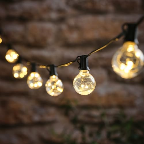 Lights4fun Set of 10 Globe Shaped Micro Festoon Lights with Warm White LEDs, Decorative Outdoor String Lights for Parties & Garden Styling