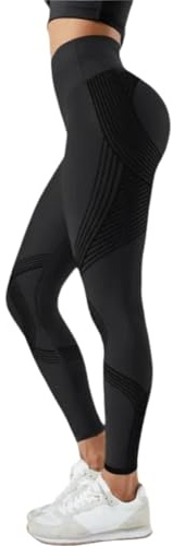 Plscape Solenao Leggings Anticellulite Donna 3D, Leggins Sportivi Push Up a Vita Alta Senza Cuciture, Pantaloni Yoga Modellanti per Allenamento, Palestra e Tempo Libero (Nero,M)