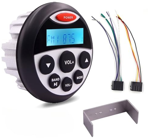 Radio Marine BT Audio Stéréo AM FM avec Bande météo Lecteur MP3 entrées USB Aux pour Yacht Moto et Bateau
