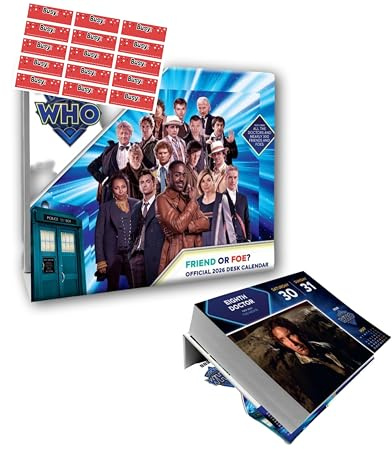 Doctor Who Calendar 2026 Daily Desk Tear off Calendar with FREE Organising Stickers Included