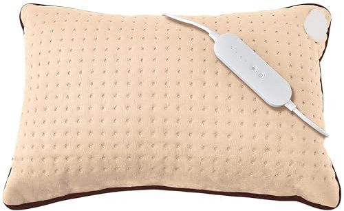 Sweet Dreams Heated Cushion Pillow Heat Pad - 110W - XL for Back Knee Neck Stomach Pain & Arthritis - Electric LED 4 Setting Control & Auto Safety Off After 90 Minutes (Beige, 60 x 38 x 14cm)
