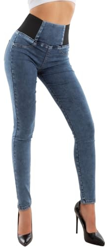 Toocool Jeans Donna Pantaloni Skinny Vita Alta Elasticizzati Cintura W0330 [M,M6626 Blu]